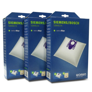 12x Worki Syntetyczne (Mikrofibra) do Bosch / Siemens Type G, D, E, F, H + 3 Filtry