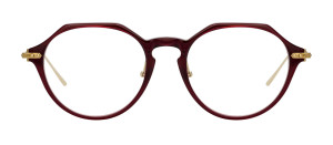 Okulary Linda Farrow Linear Wren in Burgundy damskie - 49/21/145