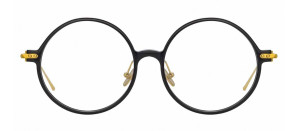 Okulary Linda Farrow Linear Savoye Round Optical Frame in Black damskie - 49/21/145
