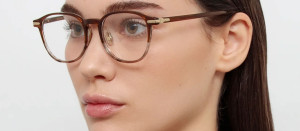 Okulary Linda Farrow Arnold Angular Optical Frame in Caramel Horn damskie - 49/21/145