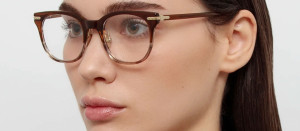 Okulary Linda Farrow Arch Optical in Caramel Horn damskie - 49/21/145