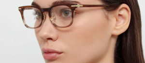 Okulary Linda Farrow Hawkin Optical in Caramel Horn damskie - 49/21/145