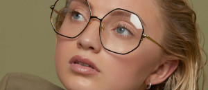 Okulary Linda Farrow Leif Oversized Optical Frame in Light Gold and Cream damskie - 49/21/145