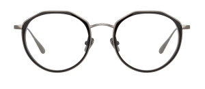 Okulary Linda Farrow Cesar Optical Frame in White Gold and Black damskie - 49/21/145