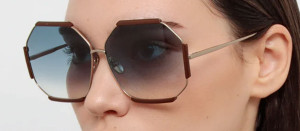 Okulary przeciwsłoneczne Linda Farrow Margot Hexagon Sunglasses in Aqua - 49/21/145