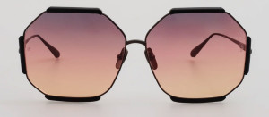 Okulary przeciwsłoneczne Linda Farrow Margot Hexagon Sunglasses in Black and Sunset Lenses - 49/21/145