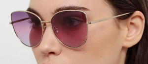 Okulary przeciwsłoneczne Linda Farrow Eloise Cat Eye Sunglasses in Light Gold and Purple - 49/21/145