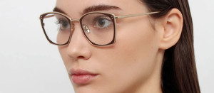 Okulary Linda Farrow Milo Square Optical Frame in Light Gold damskie - 49/21/145