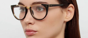 Okulary Linda Farrow Iris Oval Optical Frame in Black damskie - 49/21/145