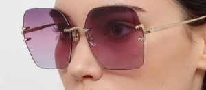 Okulary przeciwsłoneczne Linda Farrow Carina Oversized Sunglasses in Light Gold and Purple - 49/21/145