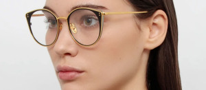 Okulary Linda Farrow Neusa Optical Frame in Yellow Gold damskie - 49/21/145
