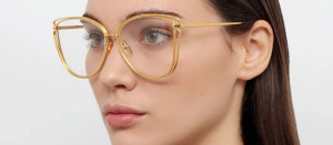 Okulary Linda Farrow Dinah Optical Frame in Yellow Gold damskie - 49/21/145