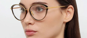 Okulary Linda Farrow Song Optical Frame in Yellow Gold damskie - 49/21/145