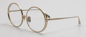 Okulary Linda Farrow Selene Round Optical Frame in Light Gold damskie - 49/21/145