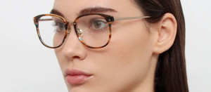 Okulary Linda Farrow Cyrus D-Frame Optical in Earth Horn damskie - 49/21/145
