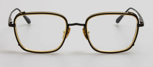 Okulary Linda Farrow Ofer Rectangular Optical Frame in Matt Nickel and Yellow Gold - 49/21/145