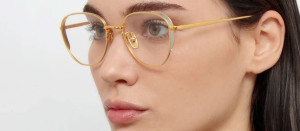 Okulary Linda Farrow Hardy Optical Frame in Yellow Gold damskie - 49/21/145