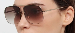Okulary przeciwsłoneczne Linda Farrow Seren Aviator Sunglasses in Mocha Gradient and Light Gold - 49/21/145