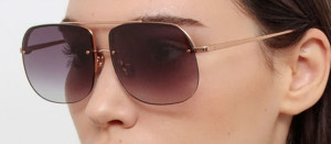 Okulary przeciwsłoneczne Linda Farrow Seren Aviator Sunglasses in Grey and Rose Gold - 49/21/145