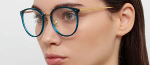 Okulary Linda Farrow Calthorpe Optical Frame in Aqua damskie - 49/21/145