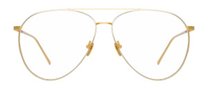 Okulary Linda Farrow Kirk Aviator Optical Frame in Yellow Gold damskie - 49/21/145