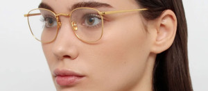 Okulary Linda Farrow Simon Square Optical Frame in 22K Yellow Gold damskie - 49/21/145