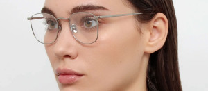 Okulary Linda Farrow Simon Square Optical Frame in White Gold damskie - 49/21/145