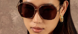 Okulary przeciwsłoneczne Linda Farrow Rowe Oversize Sunglasses in Light Gold - 49/21/145