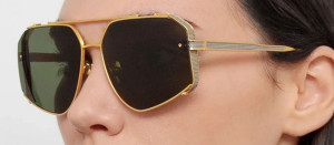 Okulary przeciwsłoneczne Linda Farrow Amar Sunglasses in Yellow Gold - 49/21/145