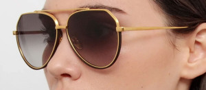 Okulary przeciwsłoneczne Linda Farrow Bayer Sunglasses in Yellow Gold - 49/21/145