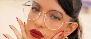 Okulary Linda Farrow Bea Round Optical Frame in Black and Yellow Gold damskie - 49/21/145