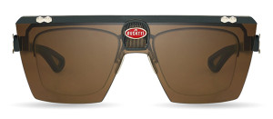 Okulary Bugatti Bugatti 01BRX White Gold - Black Temple - Dark Brown Shield - Clear Optical Lens - //142