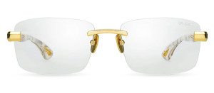 Okulary Bugatti Bugatti 36 Rx 24K Yellow Gold - White Pearl Acetate - Clear Optical Lens - 58/18/145