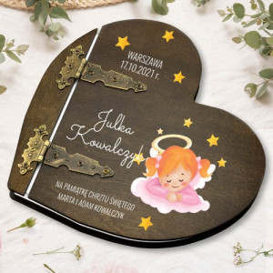 Drewniany album serce z nadrukiem - Pastelowo