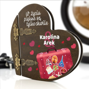 Drewniany album serce z nadrukiem - Piękne Chwile