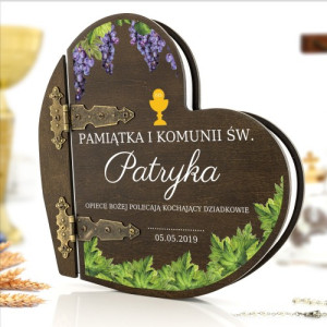Drewniany album serce z nadrukiem - Złoty Kielich