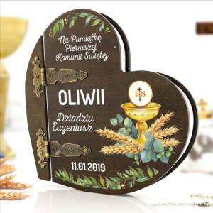 Drewniany album serce z nadrukiem - Boży Chleb