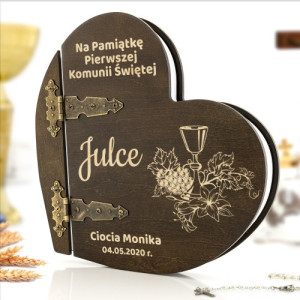 Drewniany album serce z nadrukiem - Kielich Życia