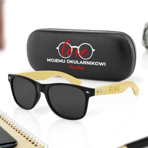 Okulary przeciwsłoneczne z grawerem w etui dla niego - Ślepa miłość
