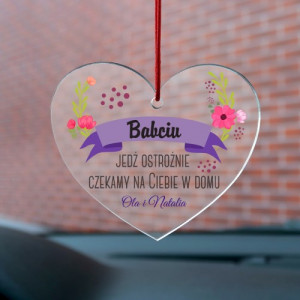 Zawieszka do samochodu z nadrukiem dla babci - Ostrożnie!