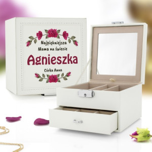 Kuferek na biżuterię z nadrukiem dla mamy - Najpiękniejsza Mama