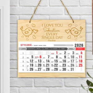 Kalendarz 2026 z grawerem imion - I love you