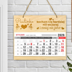 Kalendarz 2026 z grawerem dla ukochanej - Kocham bardziej niż wczoraj