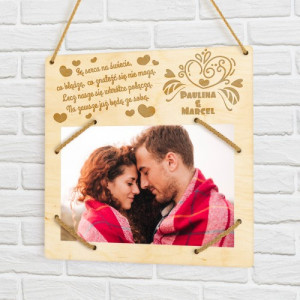 Ramka na zdjęcie z imionami + wydruk zdjęcia - Nasze serca