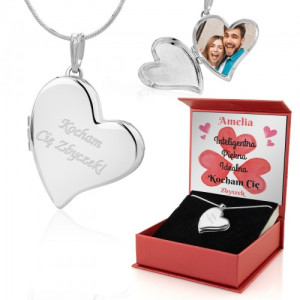 Sekretnik srebrny ze zdjęciem i grawerem dla ukochanej - Jesteś idealna
