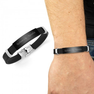 Męska bransoletka ze stali i gumy - Dla Ciebie