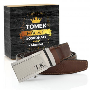 Pasek skórzany męski Betlewski z grawerem - Facet Doskonały