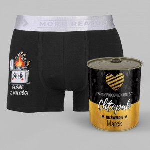 Bokserki męskie w puszce z nadrukiem Rozmiar L - Najlepszy chłopak