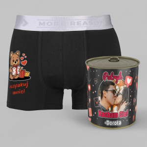 Bokserki męskie w puszce z nadrukiem zdjęcia Rozmiar L - Zakochani