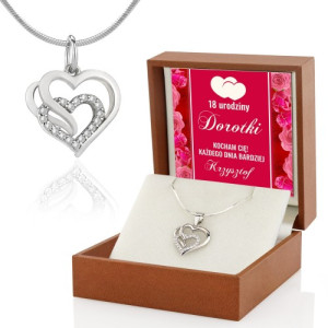 Naszyjnik srebrne serduszko na łańcuszku pr.925 - Osiemnastka